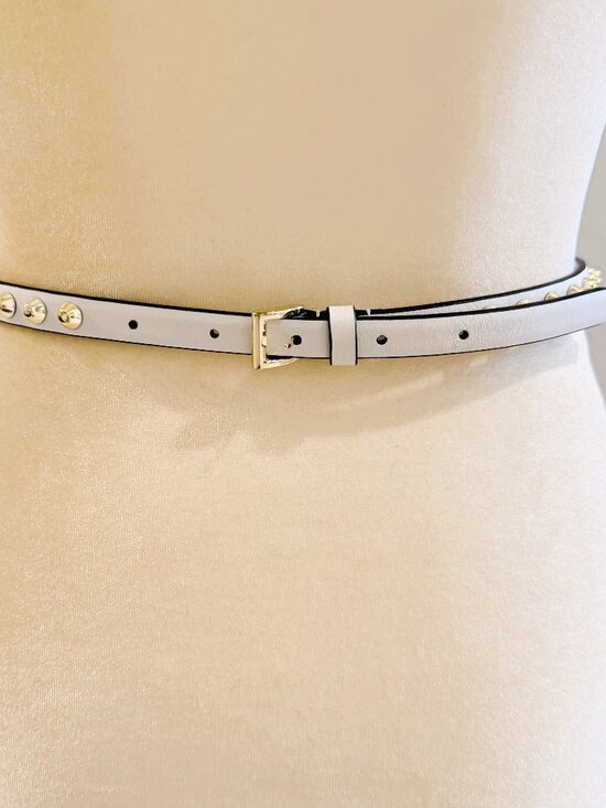 Prada Leather Belt White Gold Studs and Leather Bow Size: XS 70/28